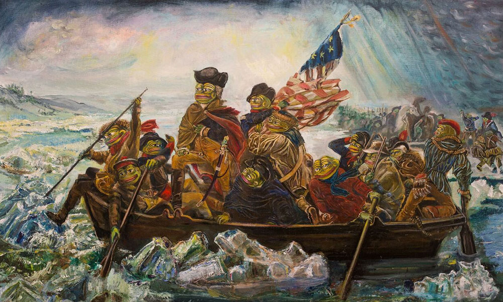 Копия картины Эммануэля Лойце «Переправа армии Джорджа Вашингтона через реку Делавэр» с Пепе